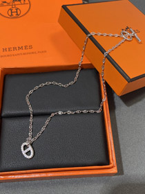 Hermes pig nose full diamond necklace-0093  