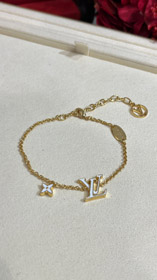 Louis Vuitton LV white enamel letter gold bracelet-0124  