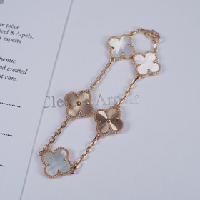 Van Cleef & Arpels White Mother-of-Pearl Laser Flower Bracelet-0171  