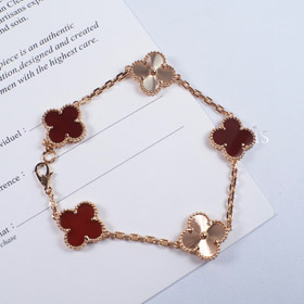 Van Cleef & Arpels Red Agate Laser Flower Bracelet-0172  