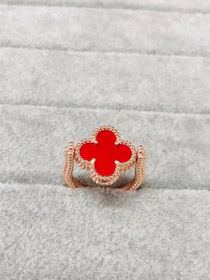 Van Cleef & Arpels four-leaf clover new double-sided ring-0184