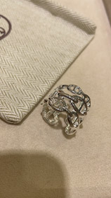 Hermes pig nose three-layer chain sterling silver open ring-0196  