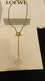 Loewe gold full diamond cube TO buckle necklace-0202