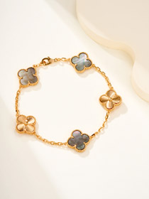 Van Cleef & Arpels Grey Mother-of-Pearl Flower Bracelet-0260