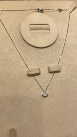 Bulgari small fan full diamond white gold necklace-3796  