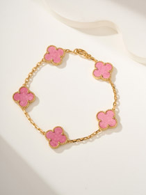 Van Cleef & Arpels Rose Quartz Flower Bracelet-3822  