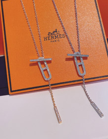 Hermes pig nose diamond necklace-3904  