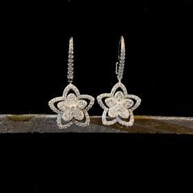 Graff Diamond Floral White Gold Earrings-0544