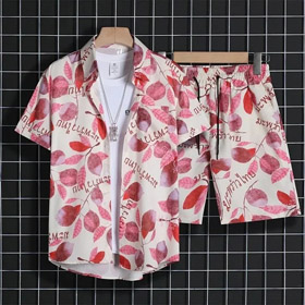 Summer Ice Silk Flower Shirt Short Sleeve Loose Suit-2783