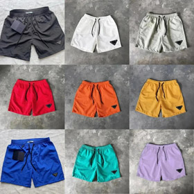 PRADA Solid Color Logo Lace-Up Straight Casual Shorts-2903