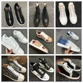 Christian Louboutin lightweight, anti-slip, height-enhancing glittered leather sneakers-2906